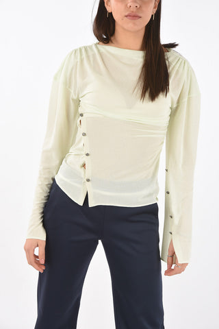 Long-sleeved Buttoned Split T-Shirt