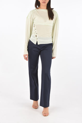 Long-sleeved Buttoned Split T-Shirt