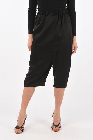 Drawstring Asymmetric Satin Pants