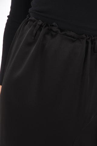 Drawstring Asymmetric Satin Pants