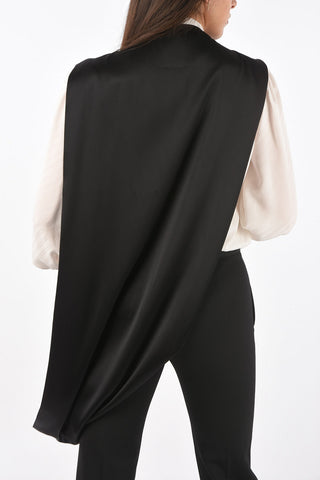 Jewel Detail Asymmetric Satin Top