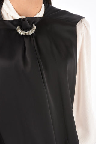 Jewel Detail Asymmetric Satin Top