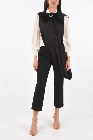 Jewel Detail Asymmetric Satin Top