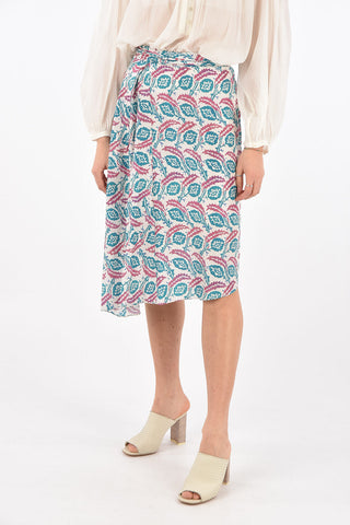 Floral Patterned JAVENIA Silk Midi Skirt