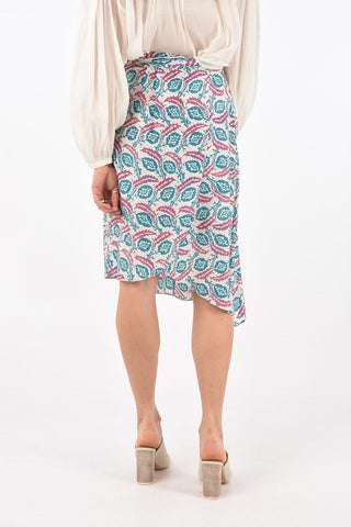Floral Patterned JAVENIA Silk Midi Skirt