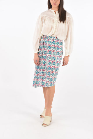 Floral Patterned JAVENIA Silk Midi Skirt
