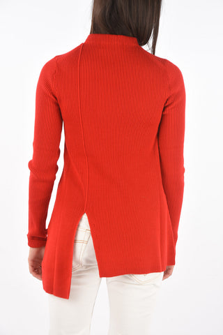 Asymmetric Split Ribbed Sweater