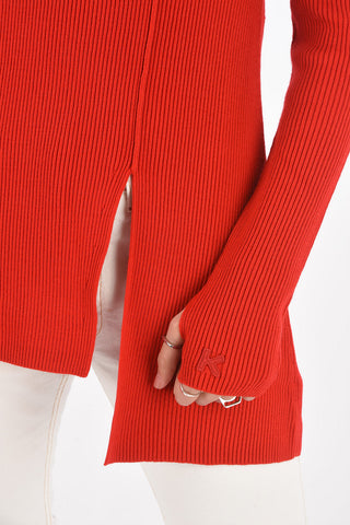Asymmetric Split Ribbed Sweater