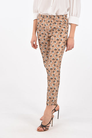 3 Pocket Floral Patterned Silk Pants