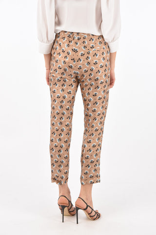 3 Pocket Floral Patterned Silk Pants