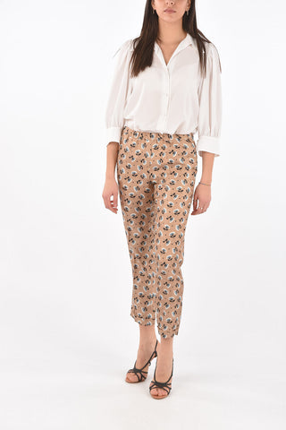 3 Pocket Floral Patterned Silk Pants
