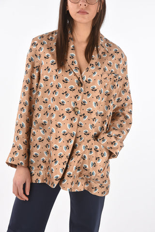 Blazer Monopetto in Seta con Motivo Floreale