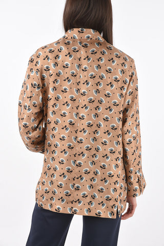 Blazer Monopetto in Seta con Motivo Floreale