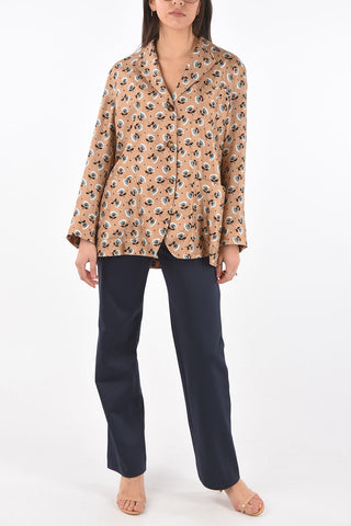 Blazer Monopetto in Seta con Motivo Floreale