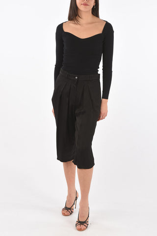 Pantaloni Gaucho in Raso a 2 Pinces