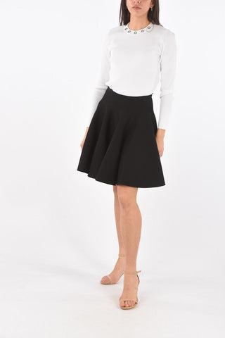 Back Zipped Flared Skirt