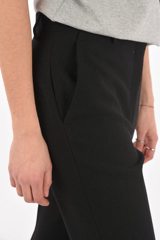 Pantaloni Cropped in Lana Vergine con Risvolto