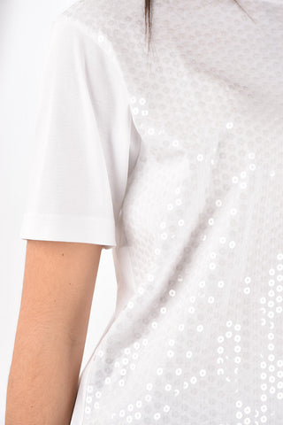 Crew Neck Sequined Cotton T-Shirt