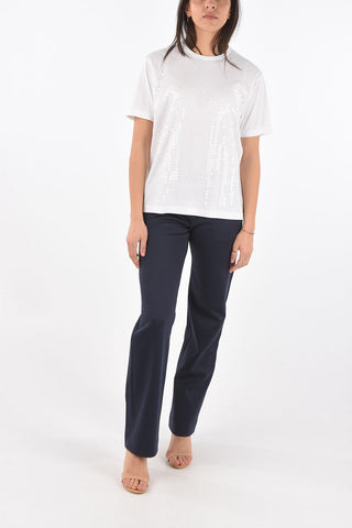 Crew Neck Sequined Cotton T-Shirt