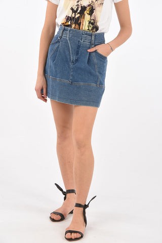 Hidden Fastening Denim Miniskirt