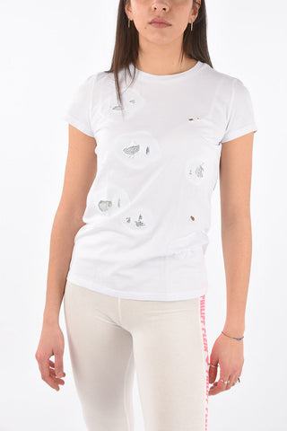 COUTURE EST.1978 Crew Neck Distressed T-Shirt with Rhinestone