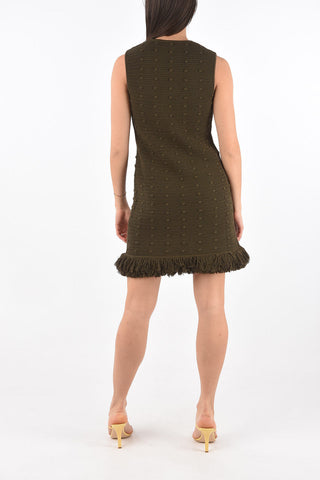 Bouclé Knit Dress with Fringes