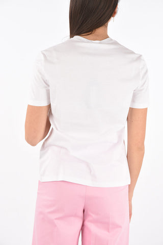 Crew Neck Strass Logo Cotton T-Shirt