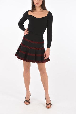 Back Zipped Flared Skirt
