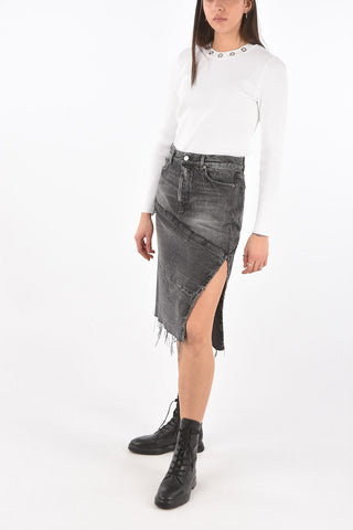 Gonna 5 Tasche in Denim con Spacco