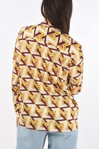 Camicia in Raso con Motivo Geometrico