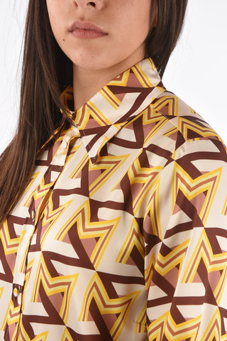 Camicia in Raso con Motivo Geometrico