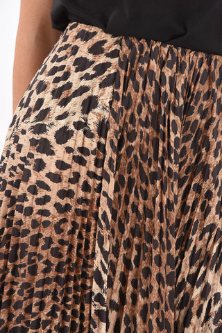 Animal Patterned Pleated Midi Skirt