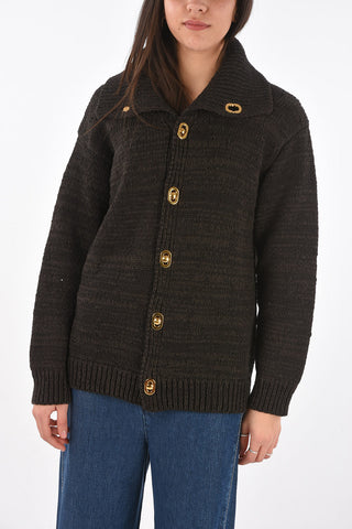 Cardigan a Collo Alto con Bottoni