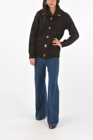 Cardigan a Collo Alto con Bottoni