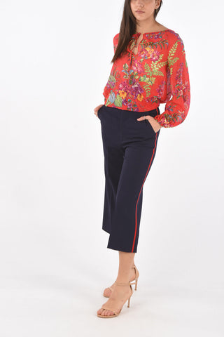 4 Pocket Side Contrasting Bands Gaucho Pants