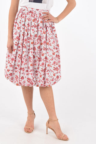Floral Patterned Balloon Midi Skirt