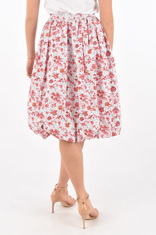 Floral Patterned Balloon Midi Skirt