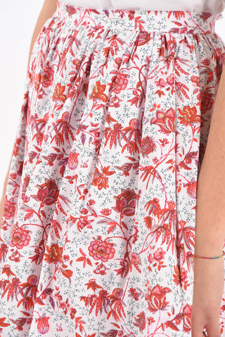 Floral Patterned Balloon Midi Skirt