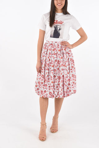 Floral Patterned Balloon Midi Skirt