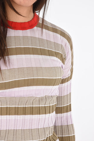 Maglia Girocollo a Righe a Costine