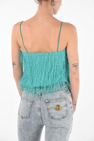V Neck Eyelash Crop Top