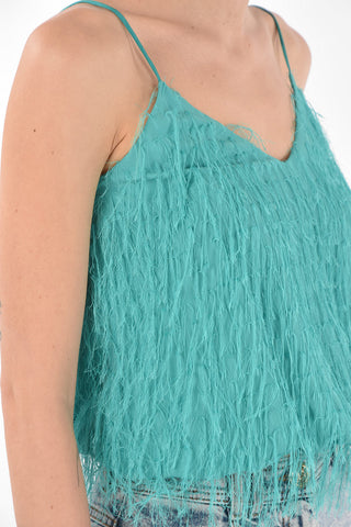 V Neck Eyelash Crop Top