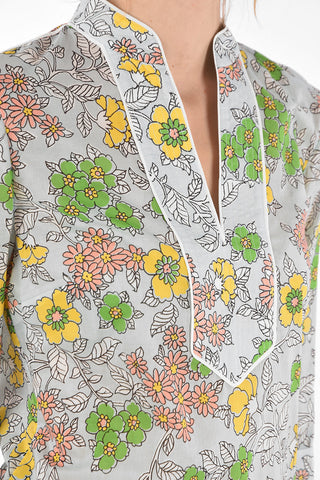 Floral Patterned Cotton Caftan