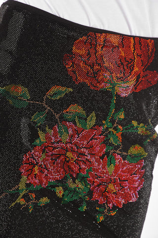 COUTURE EST.1978 all over rhinestone embellishment floral patterned RIOT mini skirt