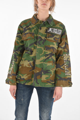 Studded Camouflage EST.1978 Utility Jacket with Hidden Closure