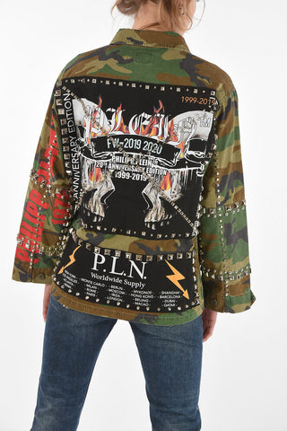 Studded Camouflage EST.1978 Utility Jacket with Hidden Closure