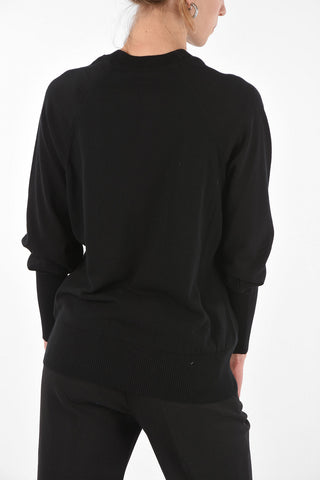Crew Neck Logo Patch Cotton Sweater