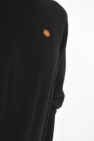 Crew Neck Logo Patch Cotton Sweater