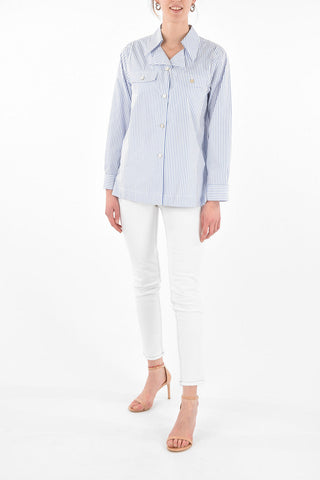 Pinstriped Cotton Saharan Shirt