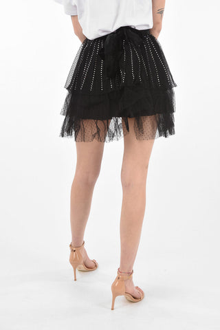 COUTURE EST.1978 minigonna in tulle con profili gioiello e fiocco in velluto
